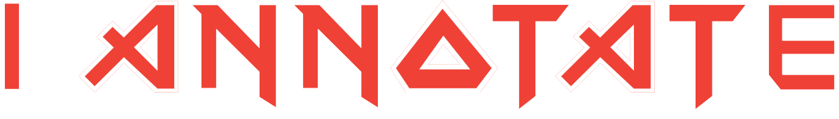 I Annotate spelled out in a red heavy metal font with white outlines.