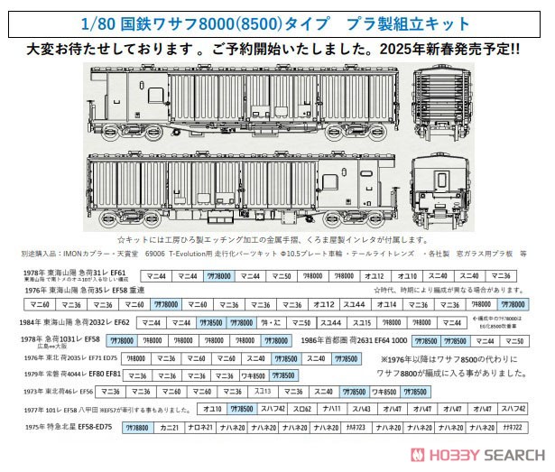 16番(HO) 国鉄ワサフ8000 (8500) タイプ プラ製組立キット (組み立てキット) (鉄道模型) その他の画像1