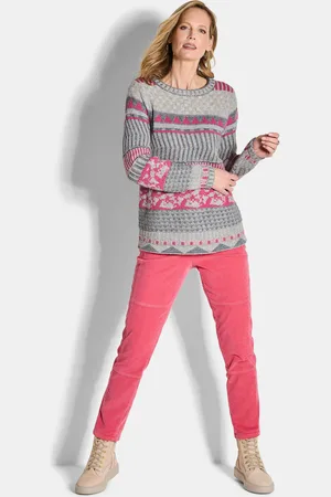 GOLDNER Pullover met modieus Noors dessin - / gedess. - Gr. 19 van Fashion
