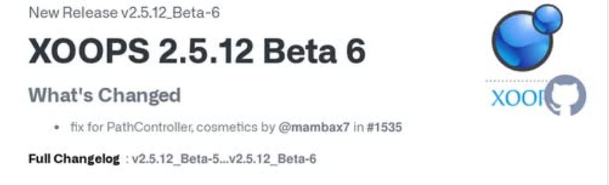 XOOPS 2.5.12 Beta-6 available for Testing