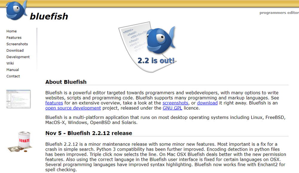 Bluefish Screenshot 1