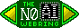 a green printed circuit board with two golden triangles pointing left and right. on the pcb is written THE NO AI WEBRING where the AI is written in the spot where a chip ought to be, but isn't