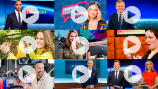 Kleine Bilder von neun ORF-Stars darunter Armin Wolf, Fanny Stampf und Peter Resetarits.