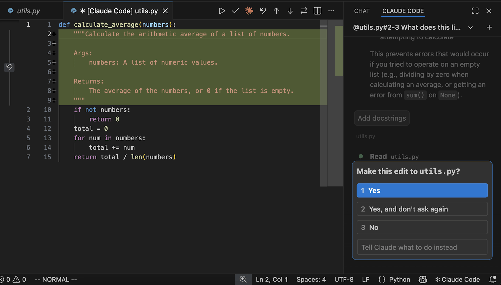 VS Code 中的 Diff 对比视图