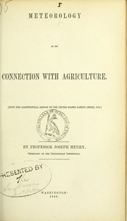 Cover of: Meteorology in its connection with agriculture