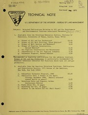 Cover of: Selected publications relating to oil and gas development and environmental problems associated therewith, [August 1971]