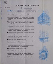Cover of: Hudson's Bay Company: Today ... Yesterday ...