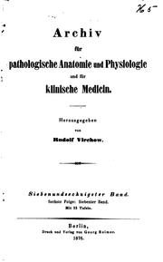 Cover of: Archiv für pathologische Anatomie und Physiologie und für klinische Medicin