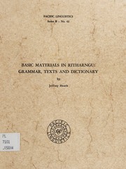 Cover of: Basic materials in Ritharngu: grammar, texts, and dictionary
