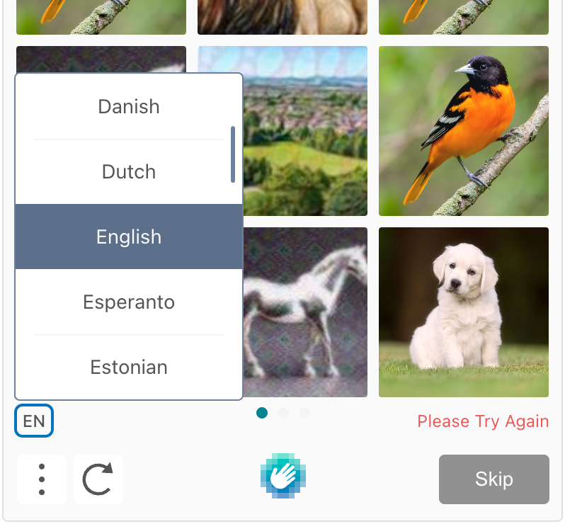 challenge menu and language list items