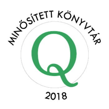 Minősített Könyvtár cím logója, amit a könyvtár 2018-ban nyert el.