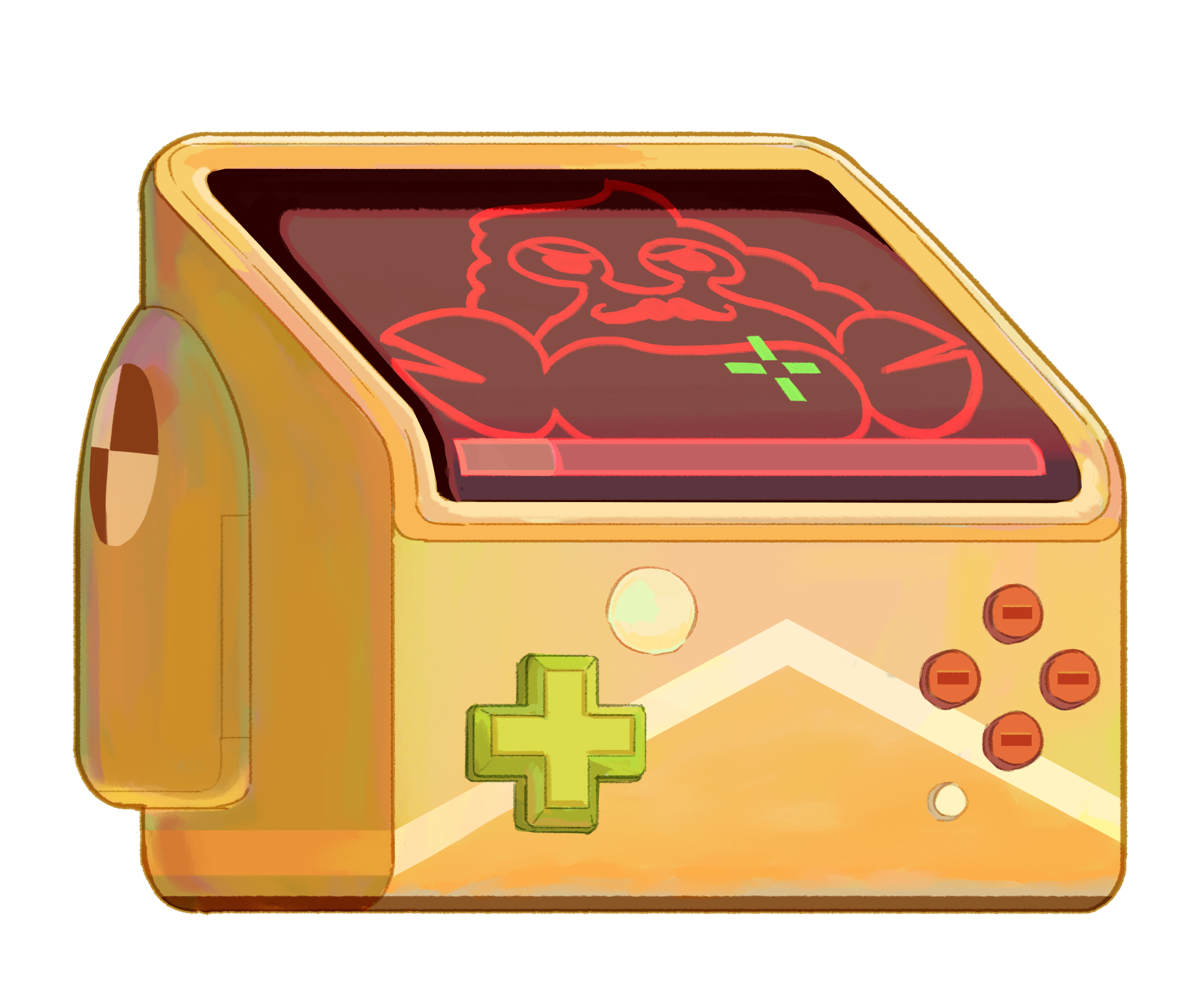 An illustration of a blocktacular arcade cabinet of some sort... that kinda resembles Hubot