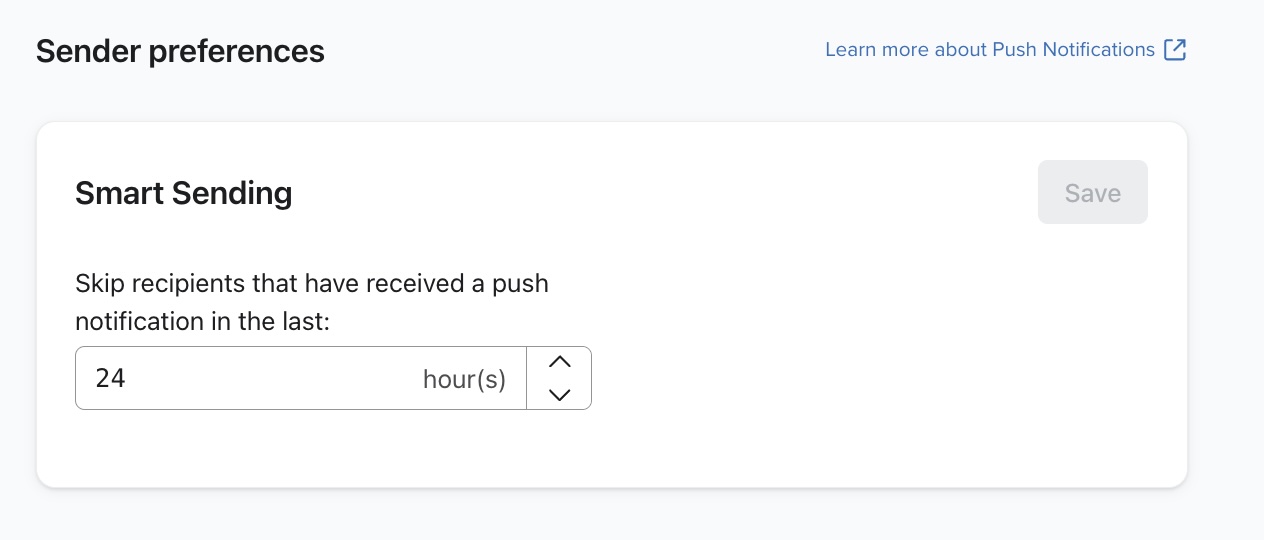 Paramètres Smart Sending pour les notifications push
