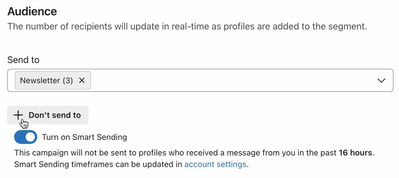 Ne pas envoyer au bouton dans l'assistant de création de campagne