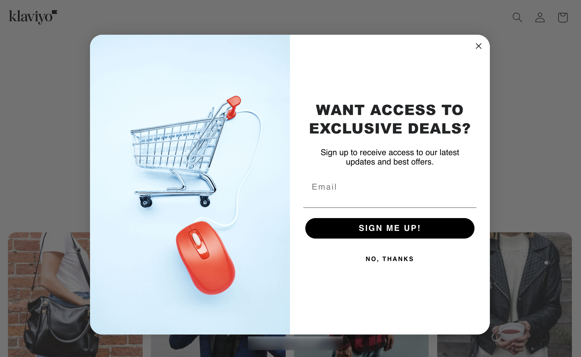 Ein Beispiel für ein Pop-up-Formular, das auf einer Website veröffentlicht und angezeigt wird.