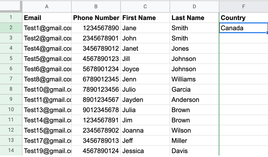 Dodawanie nazwy kraju w nowej kolumnie