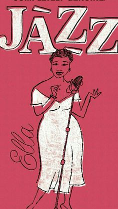a drawing of a woman singing into a microphone with the words summer grove jazz on it