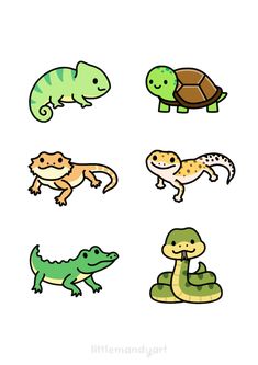 different types of animals and lizards on a white background with text that says, i love them