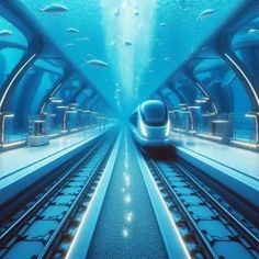 an underwater train station is shown in this image