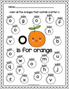 an orange is for orange worksheet with the letter o in front of it