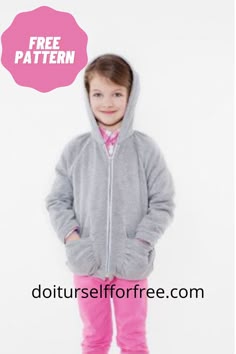 Hoodie Sewing Pattern Free, Free Printable Hoodie Pattern, Zip Up Hoodie Pattern Sewing Free, Hoodie Free Pattern, Kids Jacket Pattern Free, Toddler Hoodie Pattern Free, Fleece Jacket Pattern, Free Jacket Pattern, Toddler Hoodie Patterns