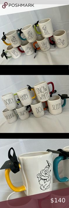 Rae Dunn SNOW WHITE and Dwarves 🍎 mug set