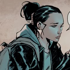 a drawing of a woman holding a cell phone