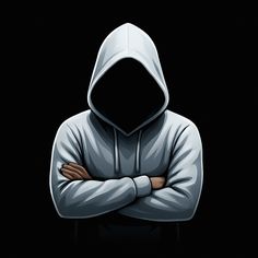 a hooded man with his arms crossed in front of him