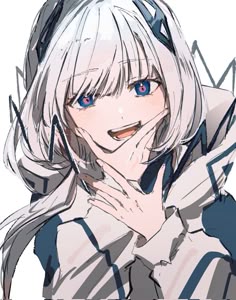 an anime character with blue eyes and blonde hair