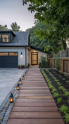 10 Creative Walkway Ideas from Driveway to Front Door - Harvesthex Driveway To Walkway Transition, Walkways From Driveway To House, Deck Walkway Ideas, Pathway From Driveway To Front Door, Driveway Walkway, Walkway Ideas Side Of House, Walkway Front Door, Sidewalk Next To Driveway, Adding Driveway To Front Yard