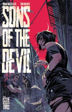 the cover to sons of the devil, with an image of a woman standing in front of