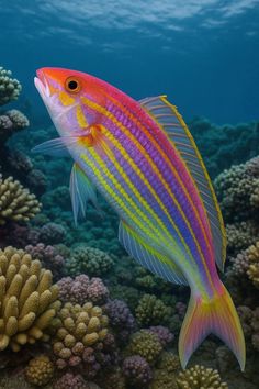 a colorful fish is swimming in the ocean