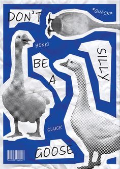 an image of two geese with words on them
