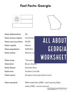 an image of the state's flag and its motto, all about georgia worksheet