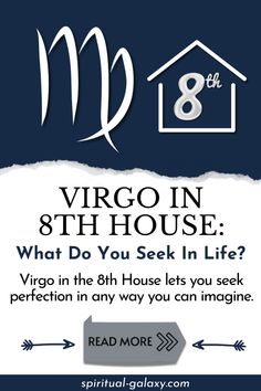 a poster with the words virgo in 8 th house