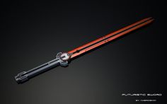 Mecha Orange Sword Tech Swords, Hi Tech Swords, Futuristic Swords, Swords Futuristic, Cool Sci Fi Swords, Red And Black Futuristic Swords, Futuristic Sci-fi Swords, Sci Fi Longsword, Sci-fi Style Swords