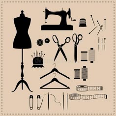 sewing tools and accessories silhouettes on beige background royalty free stock images for all kinds of projects