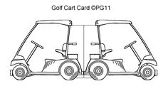 the golf cart is shown in black and white, but it has wheels on each side