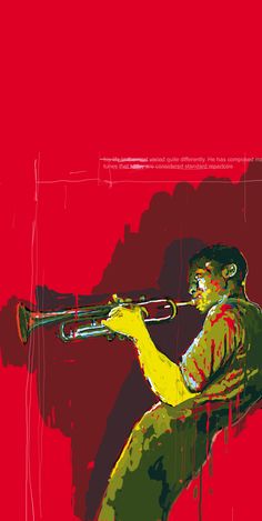 a painting of a man playing the trumpet