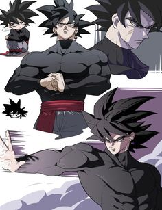 the three main characters in dragon ball are black and white, one is gray with dark hair