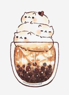an ice cream sundae with chocolate sprinkles in a glass jar on a white background