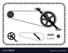 an image of gears and chains on a white background