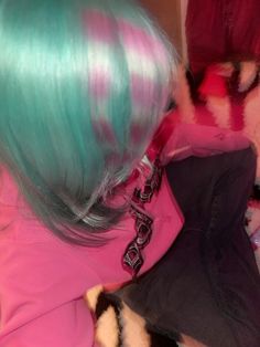 #pink #teal #hair #glitter #shiny #2014 #2014summer Pink Turquoise Hair, Pink Green And Blue, Pink And Teal Aesthetic, Pink And Teal Highlights, Pastel Pink And Purple Hair, Turquoise And Pink Hair, Pink Teal Hair, Mint And Pink Hair, Hot Pink And Teal Hair