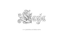 the word tattoo written in cursive writing with swirls and scrolls on it