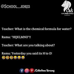 a black background with text that reads teacher what is the chemical formula for water?