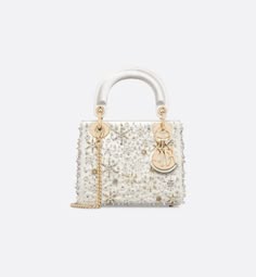 Luxury Cream Bags With Pearl Embroidery, Event Pearl White Bag With Pearl Embroidery, Luxury Beige Bag With Pearl Embroidery, Mini Lady Dior Champagne, Luxury Pearl White Bag With Pearl Embroidery, Lady Dior Pearl Bag, Mini Dior Bag Champagne, Elegant White Dior Bag, Mini Lady Dior Bag White