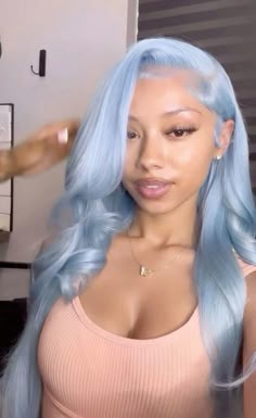 Hair Colorful, Baby Blue Hair, Light Blue Hair, Frontal Wig Hairstyles, Creative Hair Color, Dyed Hair Inspiration, Frontal Hairstyles, Dope Hairstyles, Pretty Hair Color