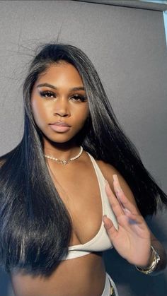 Straight Hair Quick Weave Black Women, Straight Hair Quick Weave, Straight Pressed Hair, Long Straight Quick Weave, Straight Weave Black Women, Flip Over Straight Hair, Wig Aesthetic Black Women, Middle Part Straight Hair Black Women, Side Part Straight Hair Black Women Natural Hair
