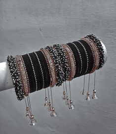 Bangles Indian, Black Bangle, Indian Jewellery, Bangle Set, Black Glass, Bangles, Black
