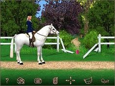 an animated image of a person riding a horse